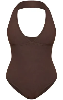 Coffee Contour Halterneck Bodysuit