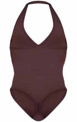 Coffee Contour Halterneck Bodysuit