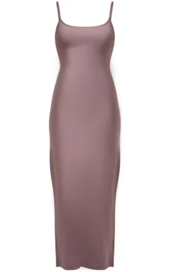 Coffee Knitted Strappy Maxi Dress