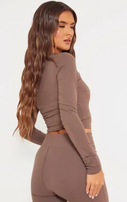 Coffee Snatched Sculpt Long Sleeve Crop Top