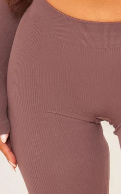 Coffee Structured Snatched Rib Leggings