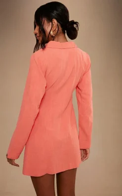 Coral Premium Linen Look Cut Out Blazer Dress