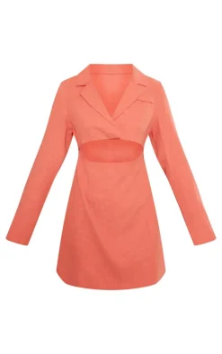 Coral Premium Linen Look Cut Out Blazer Dress