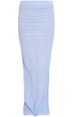 Cornflower Blue Pattern Crochet Maxi Skirt