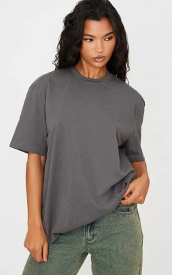 Cotton Charcoal Oversized T-Shirt