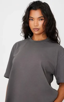 Cotton Charcoal Oversized T-Shirt