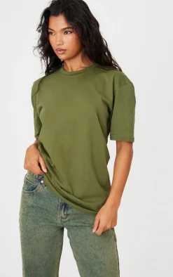 Cotton Khaki Oversized T-Shirt