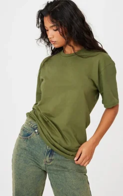 Cotton Khaki Oversized T-Shirt