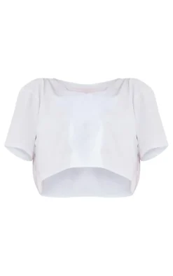 Cotton White Oversized Crop T-Shirt