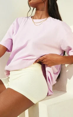 Cream Basic Structured Snatched Rib Hot Pants