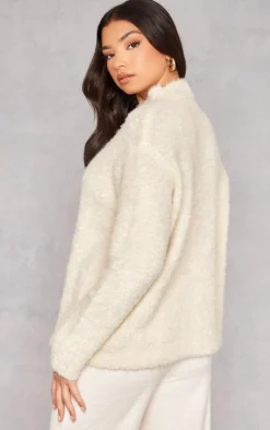 Cream Bobble Knit Oversized Sweater