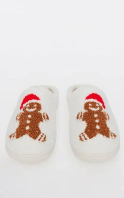 Cream Borg Gingerbread Slippers
