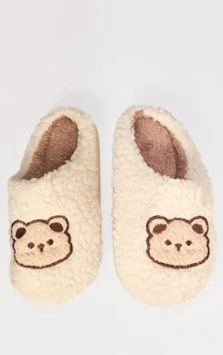 Cream Borg Teddy Slippers