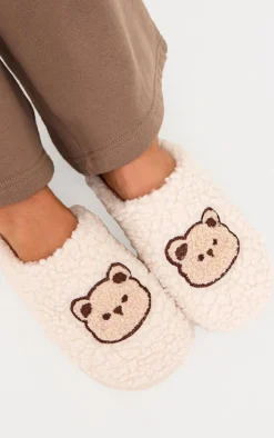 Cream Borg Teddy Slippers