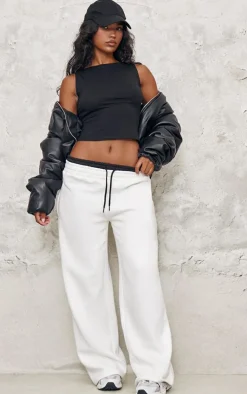 Cream Boxer Waistband Wide Leg Sweat Sweatpants