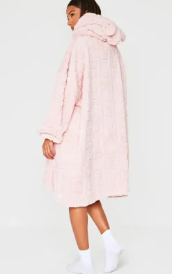 Cream Bubble Textured Fleece Bath Robe