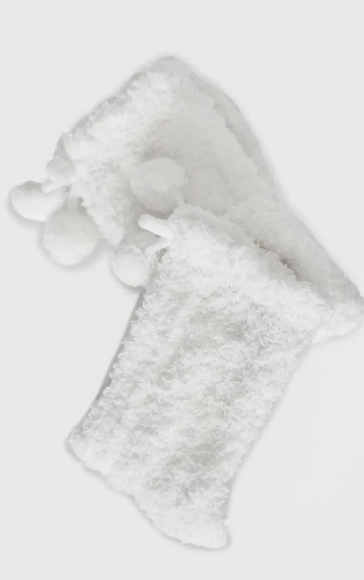 Cream Cable Pom Pom Cosy Socks