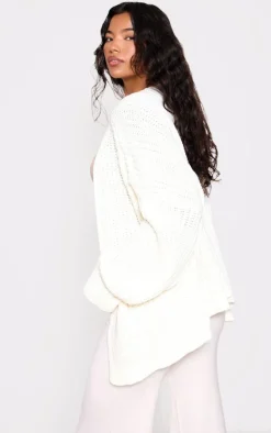 Cream Chunky Knit Slouchy Cardigan