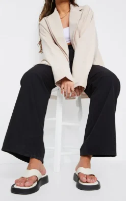 Cream Chunky Sandal Toe Post Flip Flops