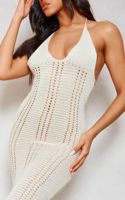 Cream Crochet Midi Dress