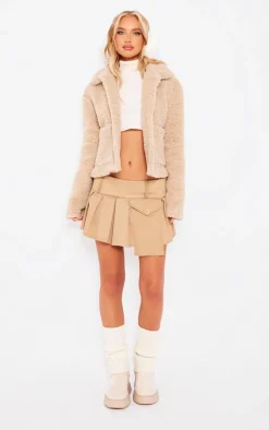 Cream Cropped Teddy Coat