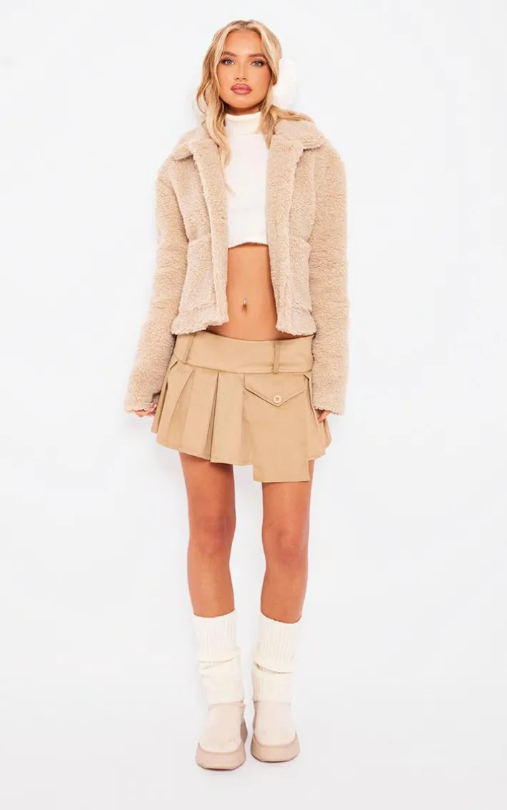 Cream Cropped Teddy Coat