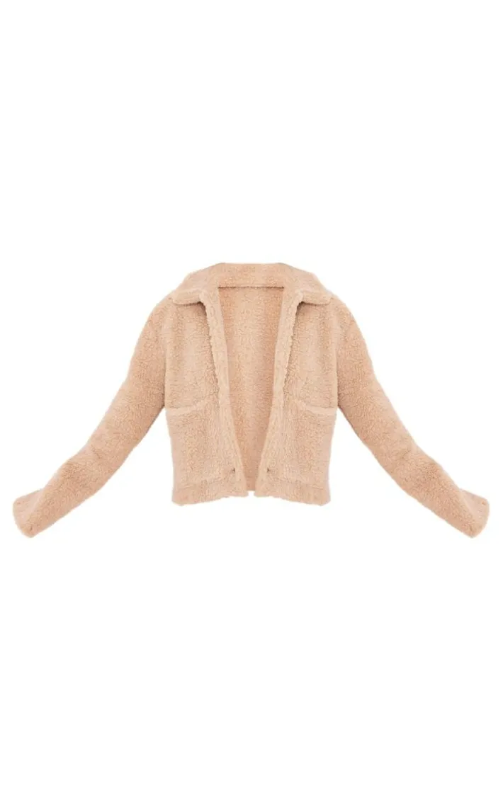 Cream Cropped Teddy Coat