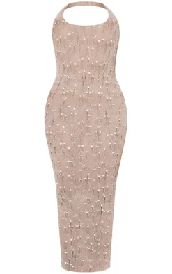 Cream Distressed Knit Maxi Beach Dress