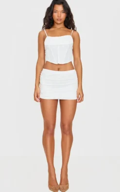 Cream Double Layer Contour Jersey Mini Skirt