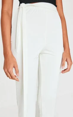 Cream Double Layer Wrap Waist Capri Leggings