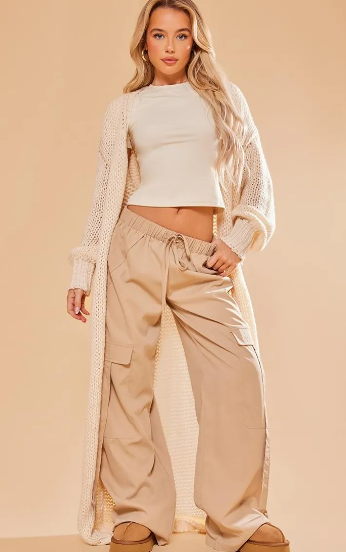 Cream Extreme Chunky Knitted Slouchy Maxi Cardigan