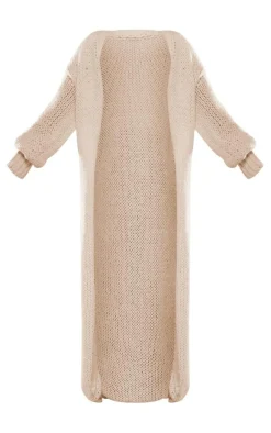 Cream Extreme Chunky Knitted Slouchy Maxi Cardigan
