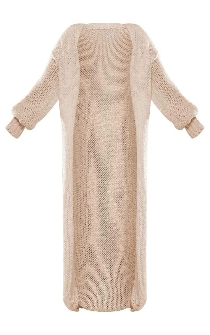 Cream Extreme Chunky Knitted Slouchy Maxi Cardigan