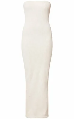 Cream Faded Snatched Rib Bandeau Midaxi Dress