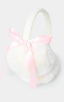 Cream Faux Fur Bow Detail Ear Muffs