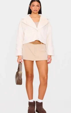 Cream Faux Fur Cropped Blazer