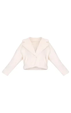 Cream Faux Fur Cropped Blazer