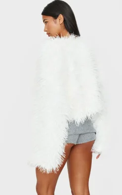 Cream Faux Fur Cropped Coat