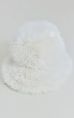 Cream Faux Fur Fluffy Bucket Hat