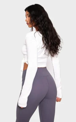 Cream Fine Knit Wrap Waist Cardigan