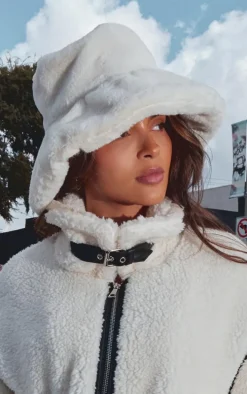 Cream Fluffy Faux Fur Bucket Hat