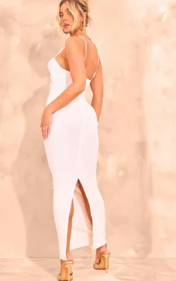 Cream Gold Trim Cut Out Maxi Dress