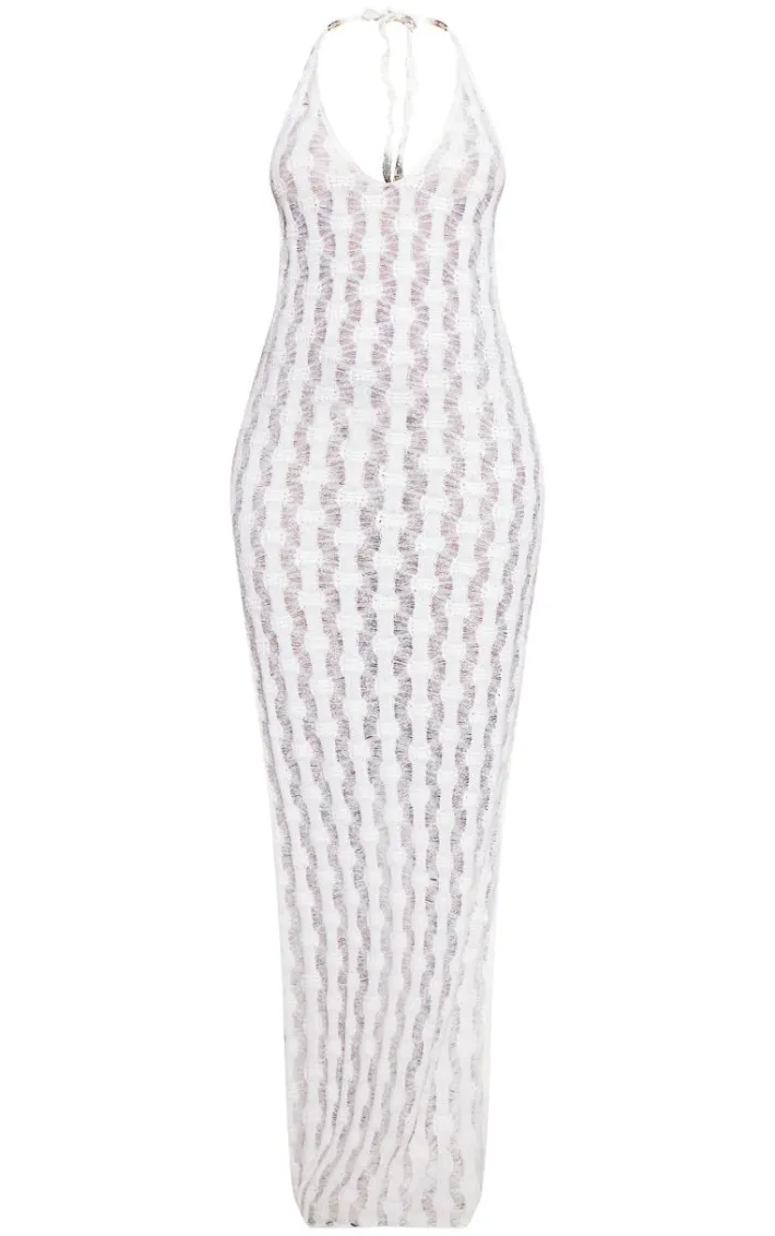 Cream Halterneck Maxi Dress