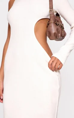 Cream Heavy Brushed Rib Cut Out Maxi Dress