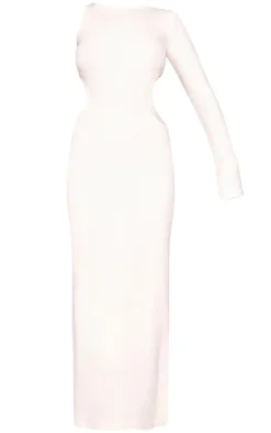 Cream Heavy Brushed Rib Cut Out Maxi Dress