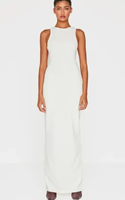 Cream Heavy Rib Racer Sleeveless Maxi Dress