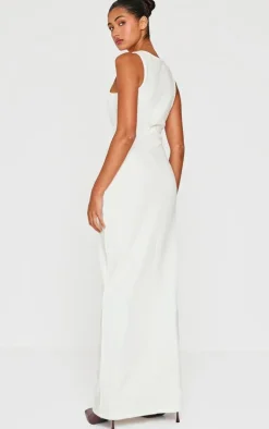 Cream Heavy Rib Racer Sleeveless Maxi Dress