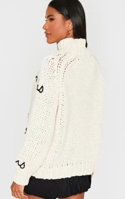 Cream Hohoho Oversized Knitted Christmas Sweater