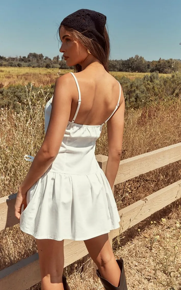 Cream Linen Look Strappy Skort Romper