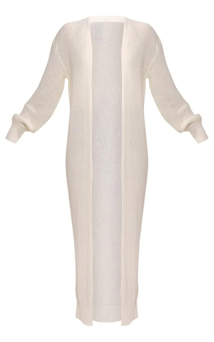 Cream Maxi Knitted Cardigan